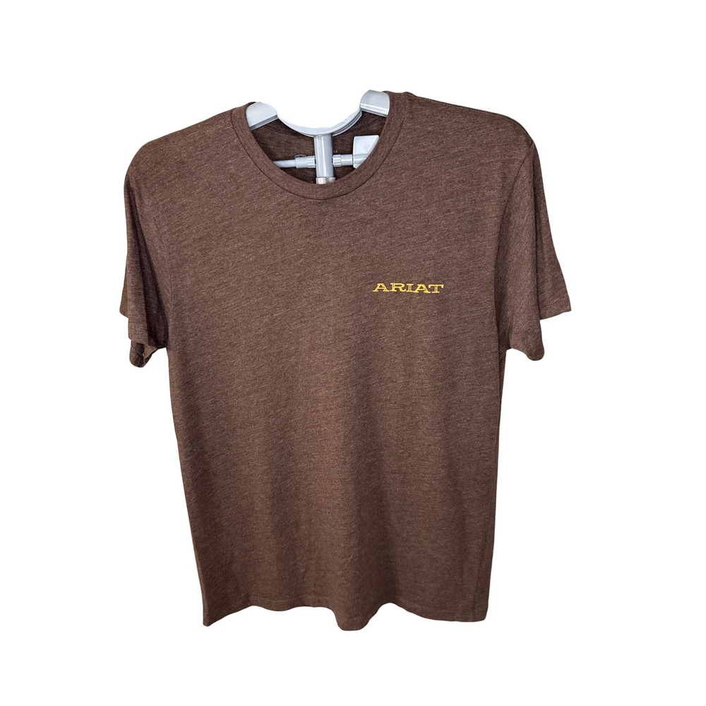 Ariat Mens Brown Heather Graphic T-Shirt Bucking Bronco Western Logo Size M